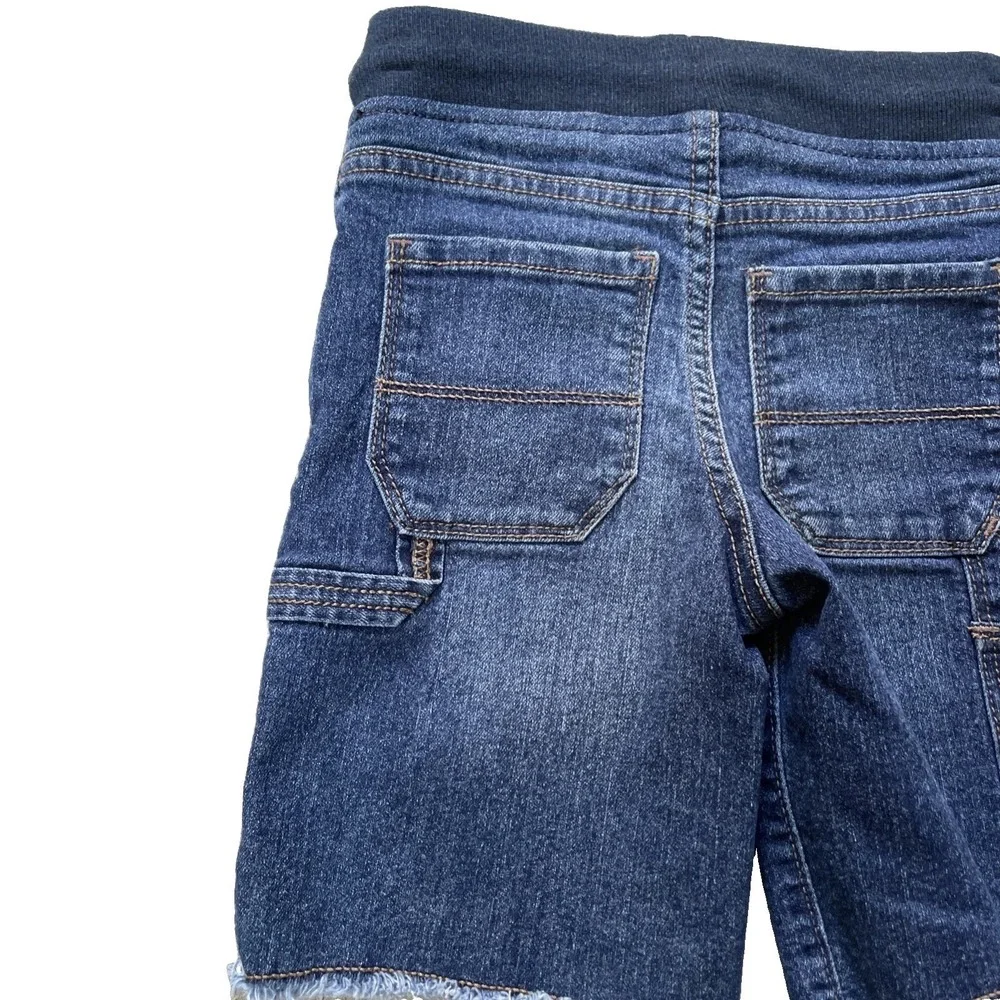 OshKosh B'gosh Boys 5T Denim Carpenter Shorts Elastic Waist Cut Off Medium Wash